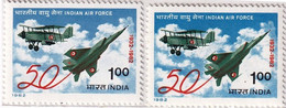 INDIAN AIR FORCE-GOLDEN JUBILEE - 2 X ERROR WITH NORMAL- INDIA-MNH- SCARCE-BR1-50 - Errors, Freaks & Oddities (EFO)