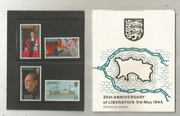 States Of JERSEY, 25 Th Anniversary Of LIBERATION , 9 Th March 1945, 4 Timbres, 3 Scans, Frais Fr 1.75e - Jersey