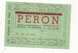Ticket De Stationnement, Automobile ,  , Italie , Automobile Club PADOVA , 1970 , 2 Scans - Eintrittskarten