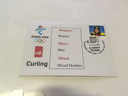 (2 G 11) Beijing 2022 Winter Olympics Games - Curling Cover (closing Ceremony Date Of The Winter Games Postmark) - Invierno 2022 : Pekín