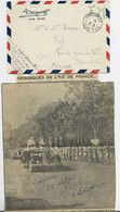 LETTRE COVER AVION FM POSTE AUX ARMEES T.O.E. 28.3.1947 + EXTRAIT JOURNAL  DEFILE SAIGON DEBARQUES ILE DE FRANCE - War Of Indo-China / Vietnam