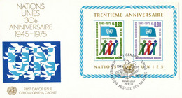 UN Geneva 1975 FDC 30th Anniversary Of The United Nations - LW - Cartas & Documentos