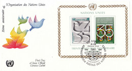 UN Geneva FDC 1980 35 Years UN Block - LW - Cartas & Documentos
