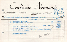Facture - TOURNY - CONFISERIE NORMANDE... 1952 - Alimentaire