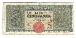 ITALY 50 Lire 1944 Pick 74 - 100 Liras