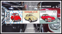 [Q] Danimarca / Denmark 2017: Foglietto Automobili Classiche - Nordia 2017/ Vintage Cars - Nordia 2017 Overprinted S/S** - Blocs-feuillets