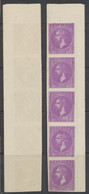 ROMANIA 1876 Bucharest Issue King Carol 10 B Proof Or Reprint In Purple Colour, Ungummed, Imperforate Strip Of 5 - Probe- Und Nachdrucke