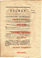 COURRIER ORGANISATION POSTALE 1793 DECRET RELATIF AU SERVICE DES POSTES ET MESSAGERIES BE 4 PAGES  VOIR SCANS - Decretos & Leyes