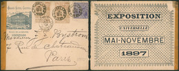 Expositions - N°71 + 72 X2 Sur Env. Illustrée "Grand Hotel Central / Exposition Bruxelles 1897" > Paris / Verso ! Etat- - 1894-1896 Exhibitions