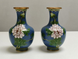 2 Small Chinese Vases Vazen Cloisonné Emaille China Asian Antique - Arte Asiático