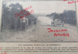 1912 COURSE DE CÔTE DE GAILLON - FRITZ ERLE - REVUE LE MIROIR - 1900 - 1949