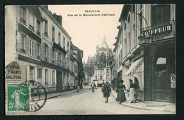 Carte Postale Ancienne 1915 Oise Beauvais Rue De La Manufacture Nationnale Coiffeur Robillard - Beauvais