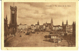 Ostende -- La Place De La Gare. (2 Scans) - Oostende