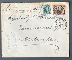 Belgique COB N°182 Et 194 Sur Enveloppe (Recommandé) Cachet ANTWERPEN 1D 14.XI.1924 - (A1519) - Sonstige