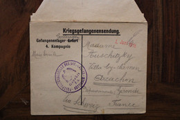 1918 Gefangenenlager Gottingen Erfurt  Arcachon Prisonnier De Guerre Par Suisse POW Cover WK1 WW1 Dt Reich - 1. Weltkrieg 1914-1918