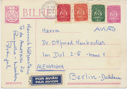 PORTUGAL 1952, Karavelle Kab.-GA-Postkarte 50 C Mit Dto Zusatzfrankatur 10 C, 80 C (ABART: Stecherzeichen „MARTINS“ Nur - Cartas & Documentos