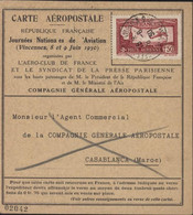 Carte Aéropostale Journées Nationales D'aviation Vincennes 1930 YT Poste Aérienne N°5 CAD Vincennes Aviation 8 6 30 - 1960-.... Briefe & Dokumente