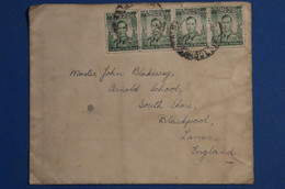 AK10 SOUTHERN RODHESIA BELLE LETTRE 1935 SALYSBURY POUR BLACKPOOL ENGLAND++++BANDE DE 4 TP ++AFFRANCH. INTERESSANT - - Southern Rhodesia (...-1964)