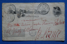 AR16 ETATS UNIS   BELLE CARTE RARE  1893 GREENVILLE   VIA NEW YORK POUR TOULON FRANCE+AFFRANCH. PLAISANT - Cartas & Documentos