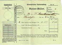 Reise-Billet. Suisse. Schweizerische Postverwaltung. Bern 1907. - Europe