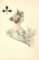 Cartes à Jouer , Jeu De Carte * CPA Illustrateur Art Nouveau Jugendstil * La Dame De Trèfle - Playing Cards