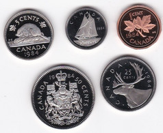 Canada . 5 Pièces 1984 UNC, Neuve , 1 Cent , 5, 10 ,25 Et 50 Cents - Canada