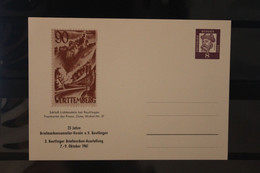 Deutschland, Ganzsache 1961: Briefmarken-Ausstellung Reutlingen, Wertstempel 8 Pf. - Privé Postkaarten - Ongebruikt