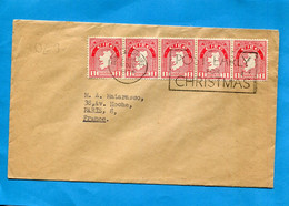 Marcophilie-IRLANDE -Lettre Cad 1956 DUN LAOGHAIRE-flamme Post Early Forchrisrmas 5-stamps - Cartas & Documentos