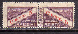 REPUBBLICA DI SAN MARINO 1945 PACCHI POSTALI PARCEL POST CENT. 5c MNH - Spoorwegzegels