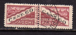 REPUBBLICA DI SAN MARINO 1945 PACCHI POSTALI PARCEL POST CENT. 60c USATO USED OBLITERE' - Spoorwegzegels