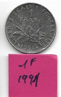 1 Franc   " Semeuse "  1991   SPL - 1 Franc