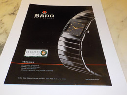 PUBLICITE PARTENAIRE ROLAND GARROS  MONTRE RADO 2002 - Relojes