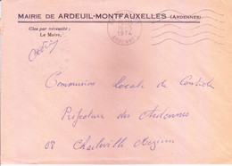 FRANCE : OFFICIAL ENVELOPE : MAYOR OFFICE : ARDEUIL MONTFAUXELLES : STAMPLESS ENVELOPE POSTED FROM VOUZIFRS, ARDENNE - Lettres & Documents
