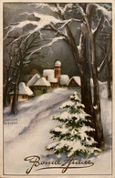 Hannes PETERSEN - Cpa Illustrateur - Bonne Année - Paysage Village En Hiver , Sous La Neige - Petersen, Hannes