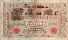 GERMANIA-1000 MARK 1910 - Wor:P-44b/1, Ros:R-45c - VF - 1000 Mark