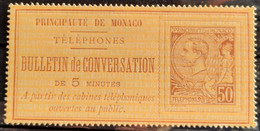 Monaco 1886 Timbre Téléphone N°1 TB Cote 575€ - Telefon