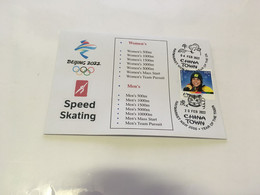 (2 G 12) Beijing 2022 Winter Olympics - List Of Events Held For Speed Skating (with Opening & Closing Day Postmarks) - Winter 2022: Peking