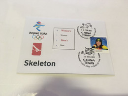 (2 G 12) Beijing 2022 Winter Olympics - List Of Events Held For Skeleton (with Opening & Closing Day Postmarks) - Invierno 2022 : Pekín