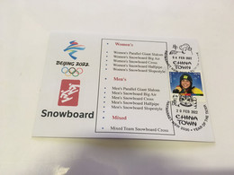 (2 G 12) Beijing 2022 Winter Olympics - List Of Events Held For Snowboard (with Opening & Closing Day Postmarks) - Winter 2022: Peking