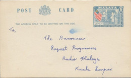 MALAYA 1957 6c PSC  - Addressed @B611 - Federation Of Malaya