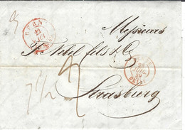 1848 -lettre De BERN ( SUISSE  ) Taxe 9 D  ( Poids 7 1/2 ) Pour Strasbourg  Entrée  BERNE / DELLE Réf. Noël 690 - 1843-1852 Kantonalmarken Und Bundesmarken