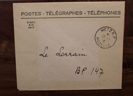 1946 Postes Télégraphe Téléphones LOTHRINGEN METZ RP Lorraine Ema Le Lorrain PTT - Brieven En Documenten