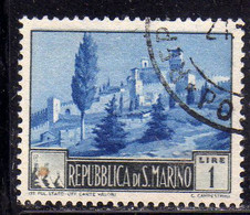 REPUBBLICA DI SAN MARINO 1949 PAESAGGI LANDESCAPE LIRE 1 USATO USED OBLITERE' - Usati