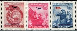 AU0731 Yugoslavia 1949 National Liberation Flag Workers, Peasants And Soldiers Stamped Aviation 3V Catalogue 32 USD MNH - Nuovi