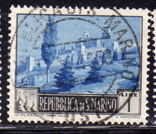 REPUBBLICA DI SAN MARINO 1949 PAESAGGI LANDESCAPE LIRE 1 USATO USED OBLITERE' - Usati