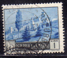 REPUBBLICA DI SAN MARINO 1949 PAESAGGI LANDESCAPE LIRE 1 USATO USED OBLITERE' - Usati