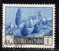 REPUBBLICA DI SAN MARINO 1949 PAESAGGI LANDESCAPE LIRE 1 USATO USED OBLITERE' - Usati