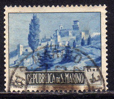 REPUBBLICA DI SAN MARINO 1949 PAESAGGI LANDESCAPE LIRE 1 USATO USED OBLITERE' - Usati