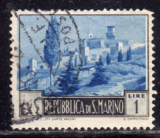 REPUBBLICA DI SAN MARINO 1949 PAESAGGI LANDESCAPE LIRE 1 USATO USED OBLITERE' - Usati