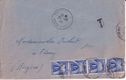 1945 - ENVELOPPE TAXEE 4F (TARIF LETTRE SIMPLE 2F) De TOULOUSE => AVEYRON - 1859-1959 Brieven & Documenten